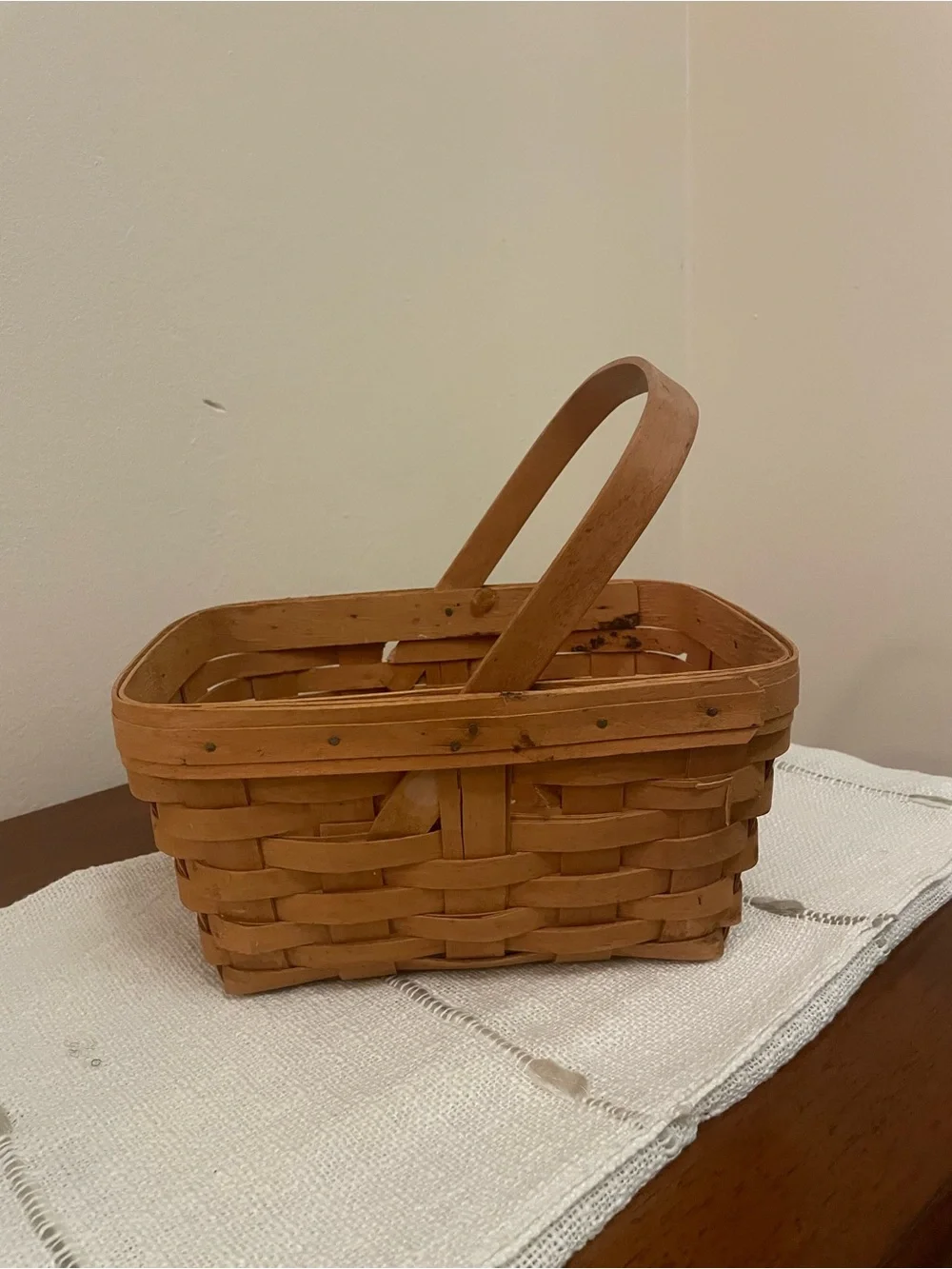 Woven Wood Market Basket - Brown